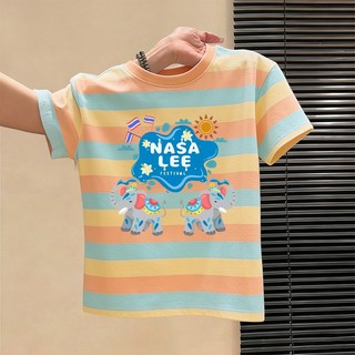 【Hàng có sẵn】Áo thun NASALEE in hình voi, vải Cotton 100% thoáng mát, kiểu dáng rộng unisex