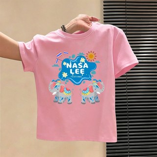 【Hàng có sẵn】Áo thun NASALEE in hình voi, vải Cotton 100% thoáng mát, kiểu dáng rộng unisex