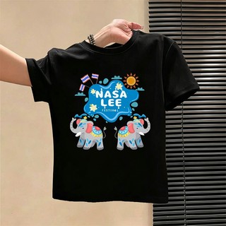 【Hàng có sẵn】Áo thun NASALEE in hình voi, vải Cotton 100% thoáng mát, kiểu dáng rộng unisex