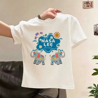 【Hàng có sẵn】Áo thun NASALEE in hình voi, vải Cotton 100% thoáng mát, kiểu dáng rộng unisex