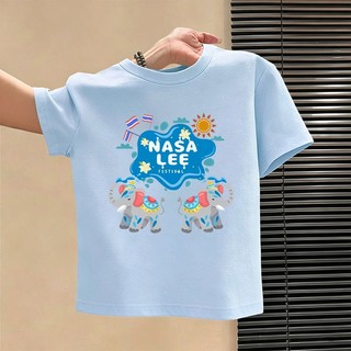 【Hàng có sẵn】Áo thun NASALEE in hình voi, vải Cotton 100% thoáng mát, kiểu dáng rộng unisex