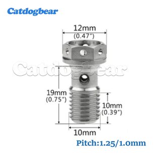 Catdogbear Titan Bolt M10x1.0 / 1.25mm Banjo Bolt cho Brembo Phanh Lin & Bu lông ly hợp lỗ đôi có van chảy máu