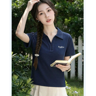 【MIZIQI】Áo thun Polo ngắn tay hàn quốc dành cho nữ, áo thun tay ngắn in hình phong cách đại học