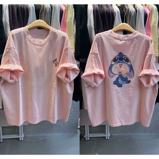 2026 Mới Cổ Tròn Thương Hiệu Mới cotton Lười Rời Hoạt Hình In Hình Áo Thun Nữ Tay Ngắn
