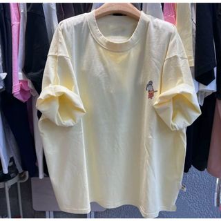 2026 Mới Cổ Tròn Thương Hiệu Mới cotton Lười Rời Hoạt Hình In Hình Áo Thun Nữ Tay Ngắn