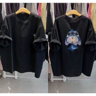 2026 Mới Cổ Tròn Thương Hiệu Mới cotton Lười Rời Hoạt Hình In Hình Áo Thun Nữ Tay Ngắn