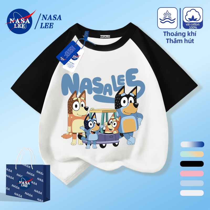 [Giao hàng trong ngày] NASA Hợp thời trang Phong cách mới Cotton nguyên chất cho trẻ em Tay ngắn thoải mái Họa tiết Plui thân thiện với da