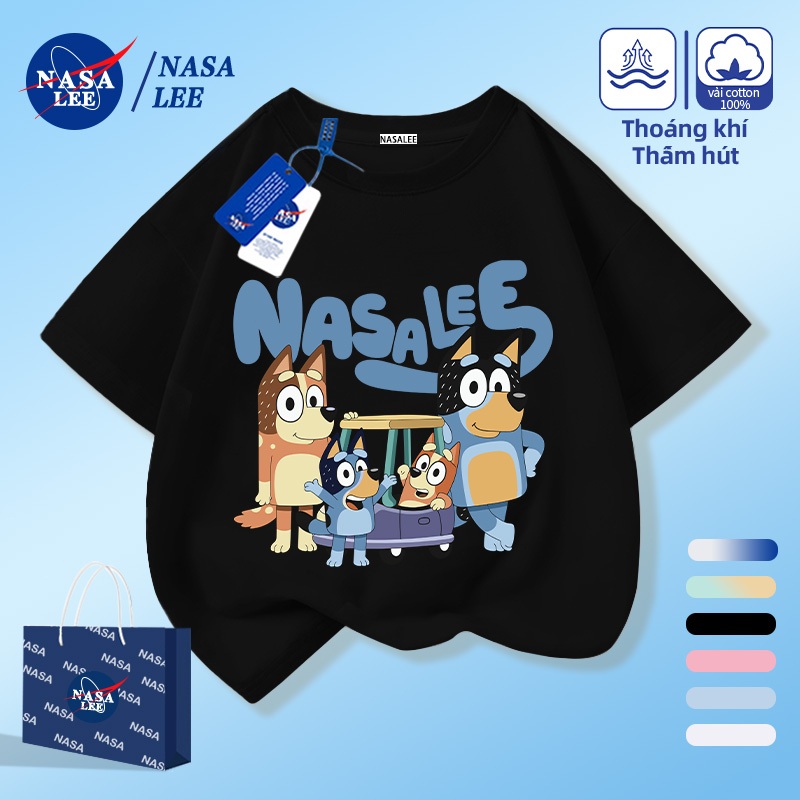[Giao hàng trong ngày] NASA Hợp thời trang Phong cách mới Cotton nguyên chất cho trẻ em Tay ngắn thoải mái Họa tiết Plui thân thiện với da
