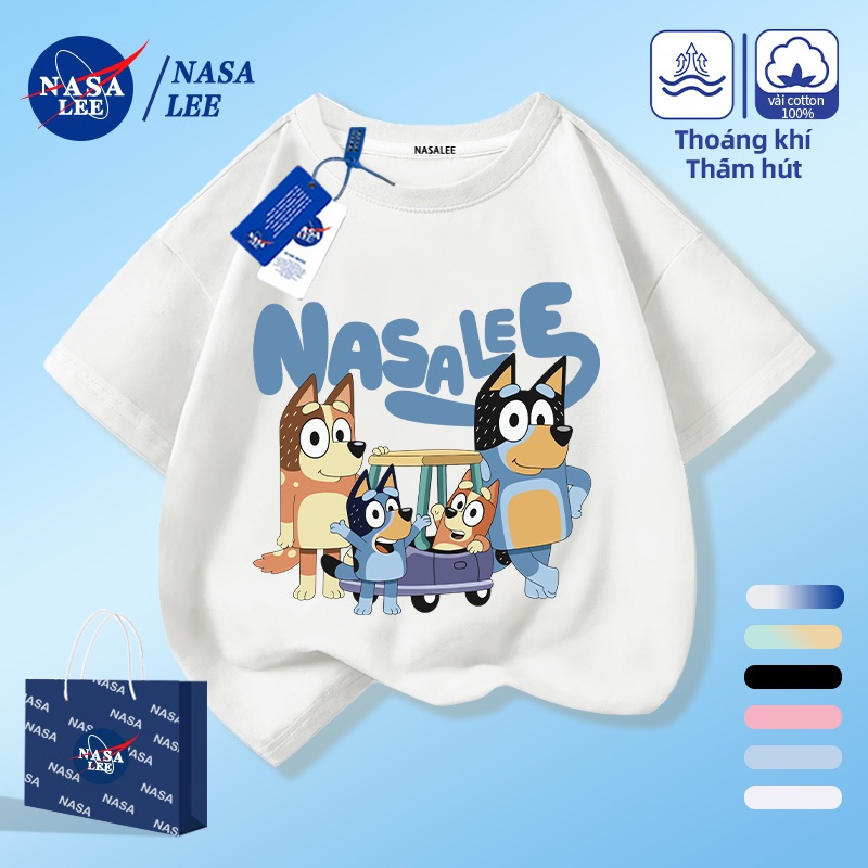 [Giao hàng trong ngày] NASA Hợp thời trang Phong cách mới Cotton nguyên chất cho trẻ em Tay ngắn thoải mái Họa tiết Plui thân thiện với da
