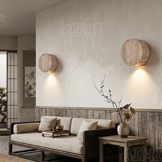 AIMI Đèn Tường Đá Sáng Tạo Wabi Sabi Phong Cách Trang Trí Nhà Cửa Đèn Tường Thích Hợp Cho Phòng Ngủ Đầu Giường Phòng Khách Học Sconce