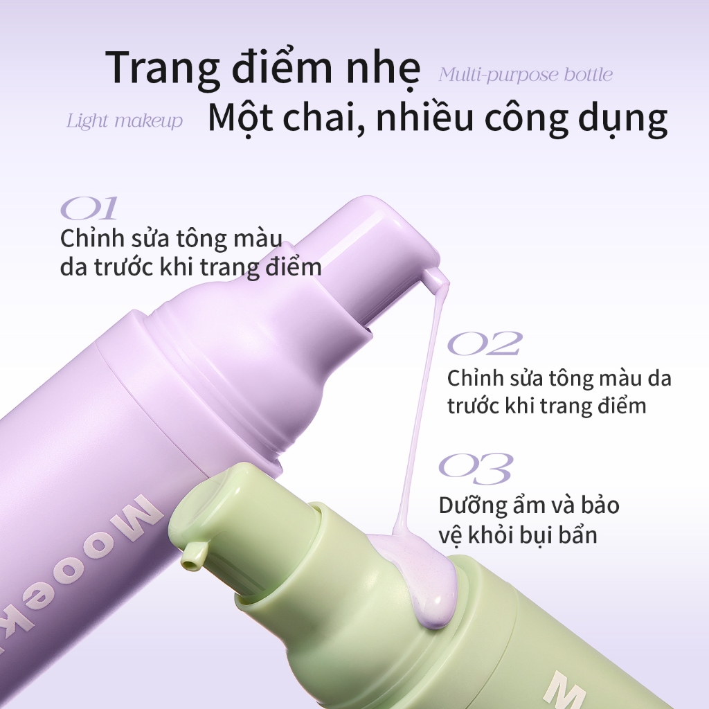 [KOL Combo 2] Combo 2 Kem Lót Che Khuyết Điểm Mooekiss, Nâng Tông Da, Làm Mịn, Lâu Trôi