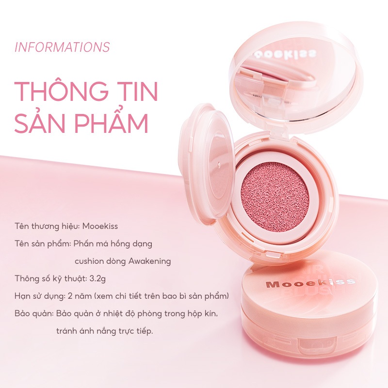 [KOL COMBO]Combo 2 Má Hồng Mooekiss Cushion, Hiệu Ứng Glow, Dưỡng Ẩm, Lâu Trôi, Màu Tự Nhiên