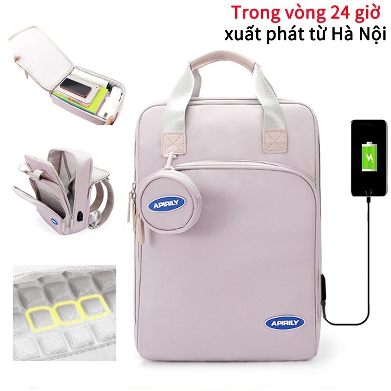Ba lô đựng laptop chống sốc cao cấp dành cho nữ, thích hợp cho máy tính xách tay 15,6 inch, ba lô học sinh có cổng USB.