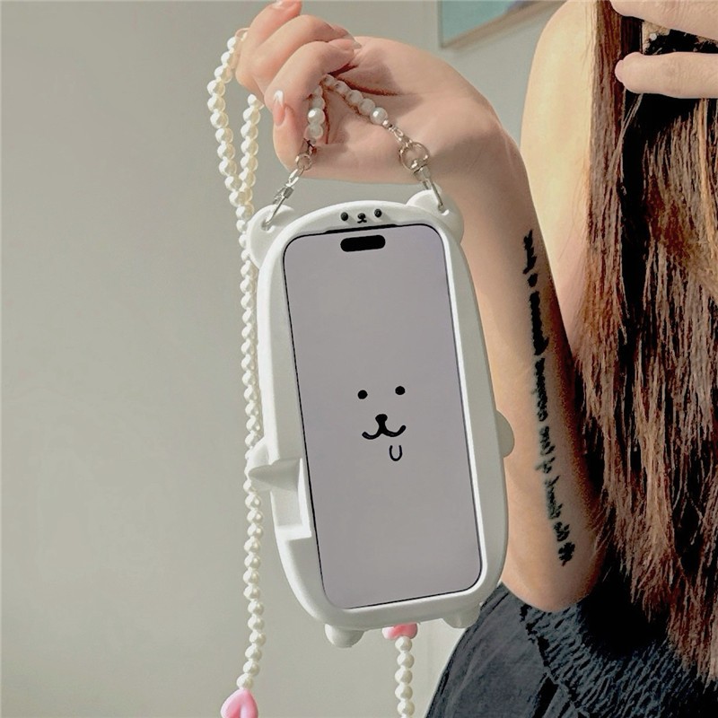 Ốp điện thoại chất liệu Silica gel họa tiết gấu tự đóng khung cho iPhone 17 Pro max