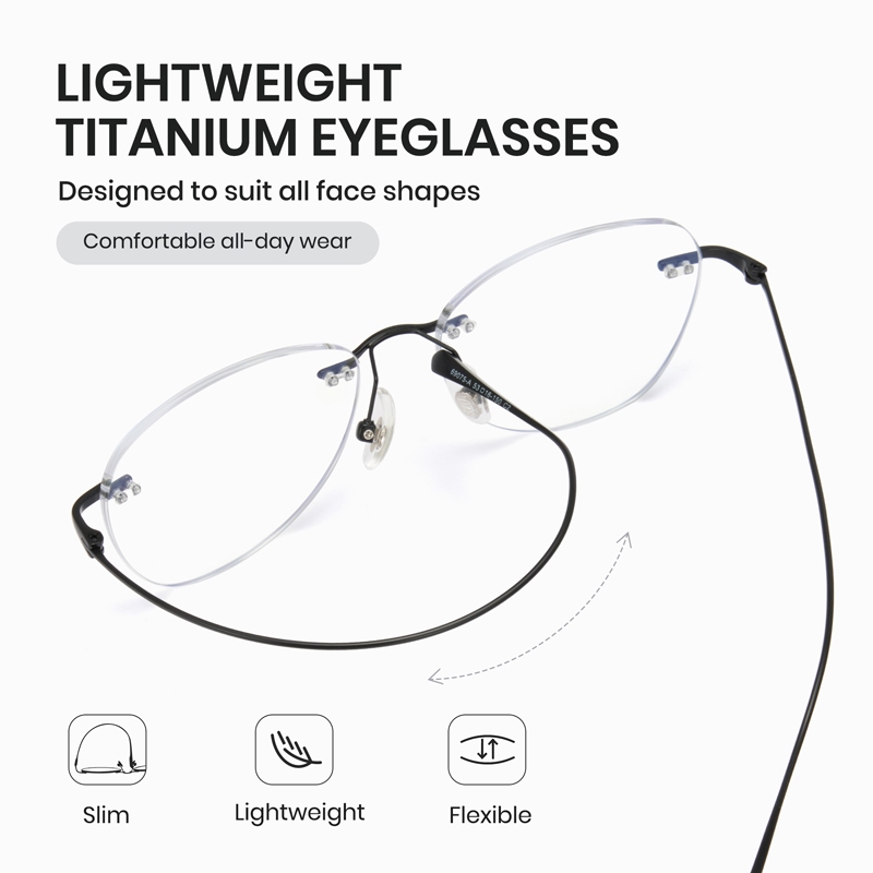Cyxus Kính chặn ánh sáng xanh khung hình bầu dục Chất liệu titan phong cách Hàn Quốc nữ T8361