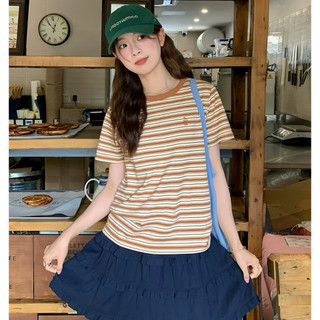 Áo thun ngắn tay thêu sọc | Áo thun dáng rộng thông thường - Fit Tee