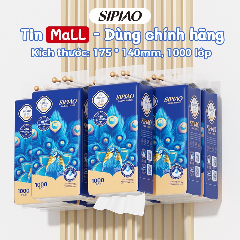 [8 / 4 gói] Giấy lụa mềm dày 5ply Sipiao (1558-8-4) 1000 chiếc mỗi gói VN Size 170 * 140mm Khăn giấy vệ sinh