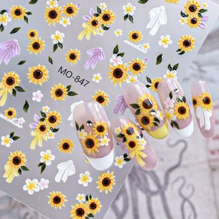ANNIES Daisy Sticker Trang trí móng tay Dòng dễ thương Hoa vàng kín