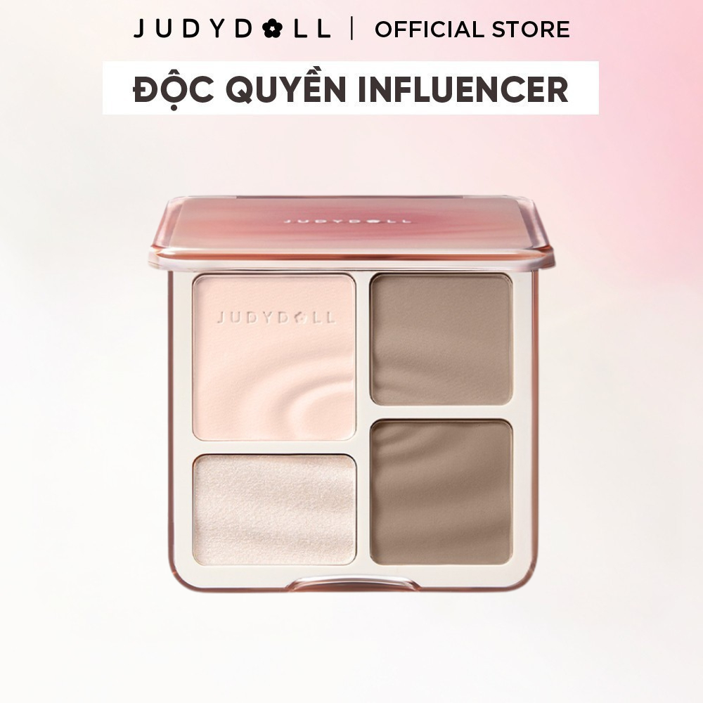 Bảng Phấn Tạo Khối Bắt Sáng 4 Ô JUDYDOLL Highlight & Contour Palette Mỏng Mịn Dễ tán Chuẩn màu 3D Lâu trôi 9g