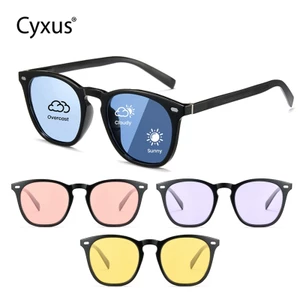 Cyxus Kính râm phân cực | Kính râm kiểu Hàn Quốc | Kính râm đổi màu thời trang | Gọng tròn TR90 | Dành cho cả nam và nữ | Thích hợp cho bãi biển, lái xe và thể thao P1171