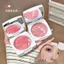 Kakashow Bảng phấn má hồng nướng đá cẩm thạch, Phấn má hồng chuyển màu lung linh, Trang điểm mặt lâu trôi phát sáng tự nhiên