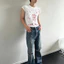 OFF WHITE Unisex High Street Vintage Dark trừu tượng Hình minh họa Áo thun ngắn tay màu trắng