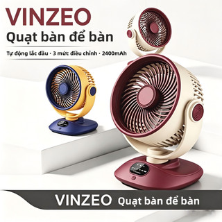 [Bảo Hành 1 Đổi 1] Quạt Để Bàn Mini VINZEO 2026 - Tự Động Xoay, Sạc USB, Gió Tuần Hoàn Siêu Mát cho Văn Phòng & Ký Túc Xá