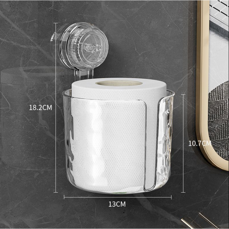 Hộp đựng giấy vệ sinh treo tường, cốc hút, không đục lỗ, đựng giấy cuộn, phòng tắm