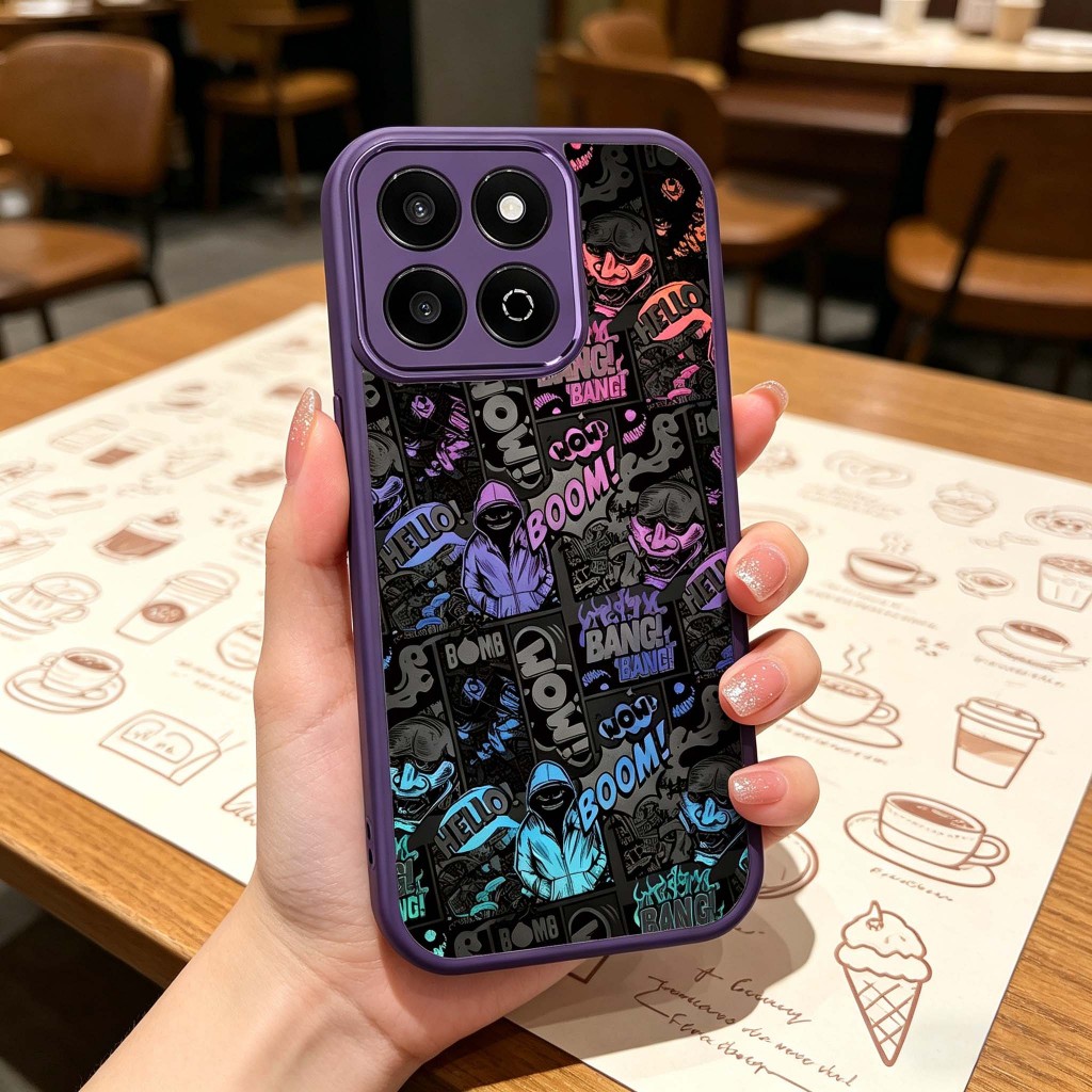 Graffiti xu hướng manga phong cách Vỏ điện thoại Bảo vệ Camera Chống trầy xước Phù hợp cho Honor X6C X7C X8B X8C X8D X9B X9C X9D X7D Smart Magic6 Lite X60 Pro Vỏ chống sốc