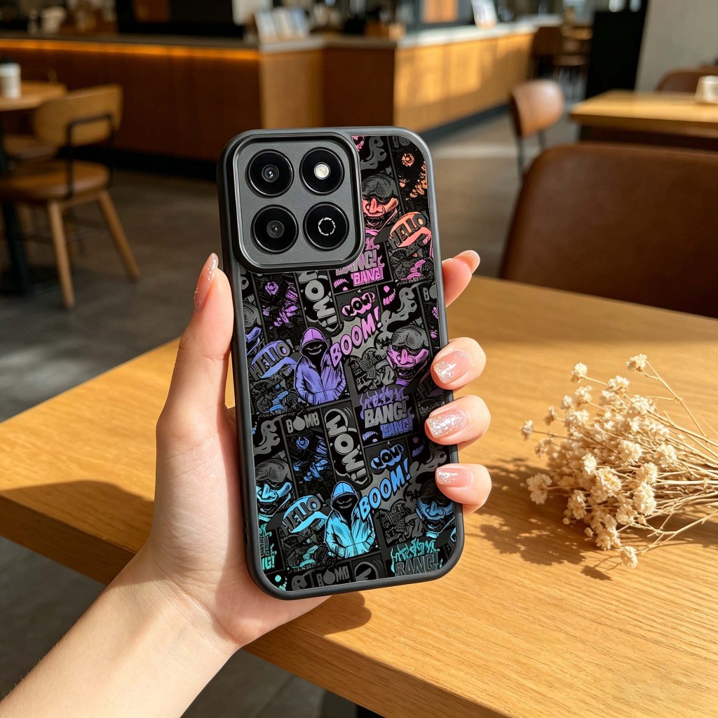 Graffiti xu hướng manga phong cách Vỏ điện thoại Bảo vệ Camera Chống trầy xước Phù hợp cho Honor X6C X7C X8B X8C X8D X9B X9C X9D X7D Smart Magic6 Lite X60 Pro Vỏ chống sốc