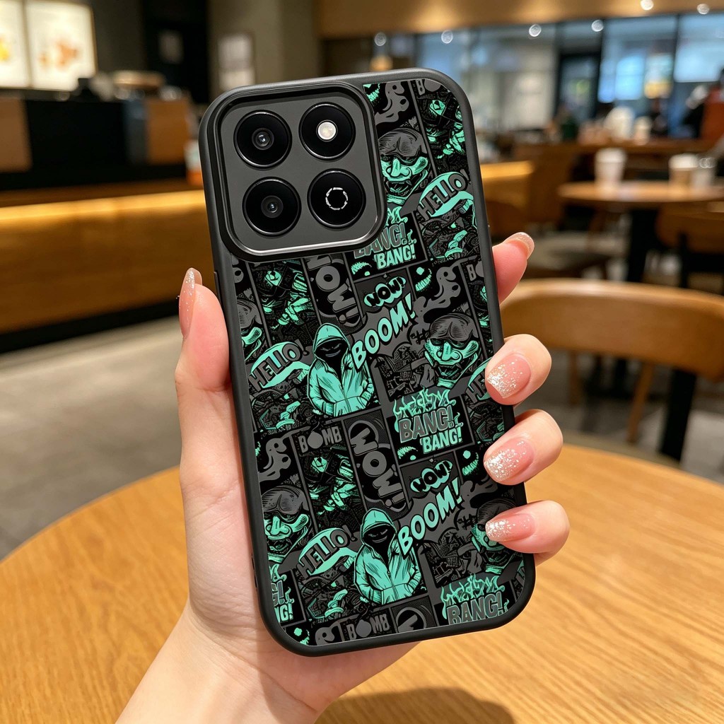 Graffiti xu hướng manga phong cách Vỏ điện thoại Bảo vệ Camera Chống trầy xước Phù hợp cho Honor X6C X7C X8B X8C X8D X9B X9C X9D X7D Smart Magic6 Lite X60 Pro Vỏ chống sốc