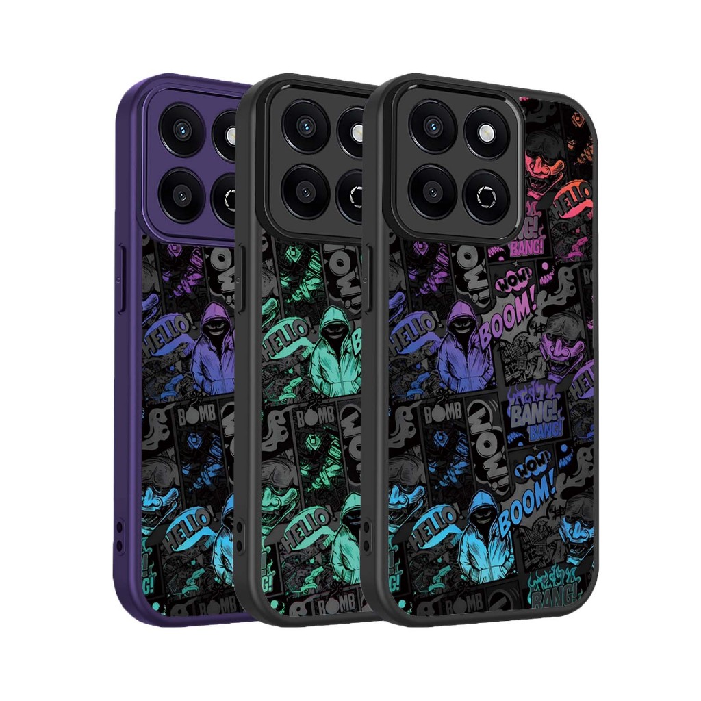 Graffiti xu hướng manga phong cách Vỏ điện thoại Bảo vệ Camera Chống trầy xước Phù hợp cho Honor X6C X7C X8B X8C X8D X9B X9C X9D X7D Smart Magic6 Lite X60 Pro Vỏ chống sốc