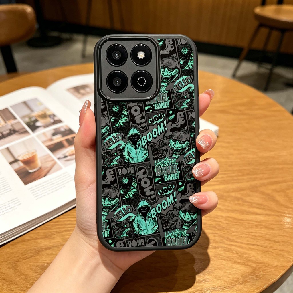 Graffiti xu hướng manga phong cách Vỏ điện thoại Bảo vệ Camera Chống trầy xước Phù hợp cho Honor X6C X7C X8B X8C X8D X9B X9C X9D X7D Smart Magic6 Lite X60 Pro Vỏ chống sốc