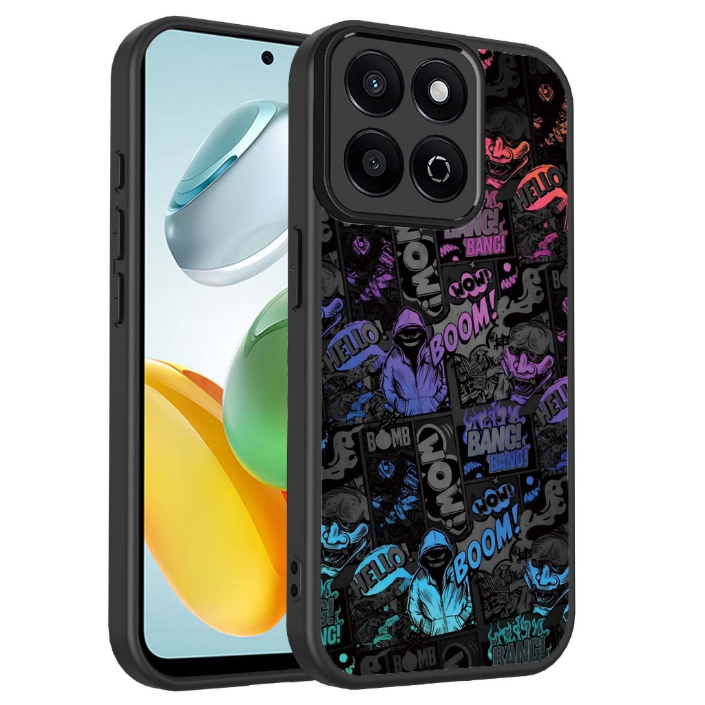Graffiti xu hướng manga phong cách Vỏ điện thoại Bảo vệ Camera Chống trầy xước Phù hợp cho Honor X6C X7C X8B X8C X8D X9B X9C X9D X7D Smart Magic6 Lite X60 Pro Vỏ chống sốc