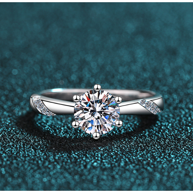 [Giấy chứng nhận GRA đính kèm] Nhẫn moissanite 0,5-1 carat, bạc S925, nhẫn nữ kim cương moissanite thời trang và tinh thần