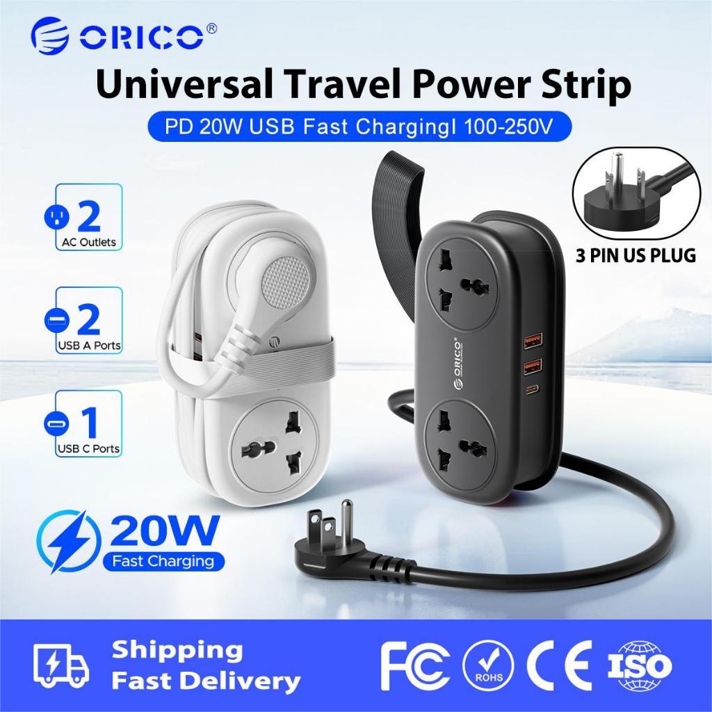 ORICO US Plug - Dây nối dài du lịch đa năng PD20W Dải nguồn du lịch 100-250V World Universal cho US UK EU JP (AP3-UN)