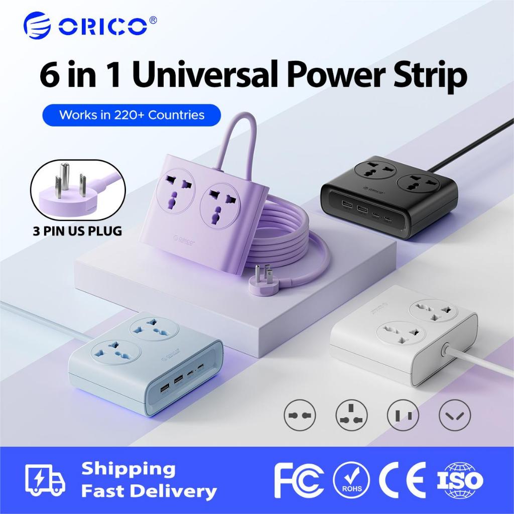 ORICO US Plug - Dây nguồn đa năng Ổ cắm mở rộng công suất 1.6M Dây mở rộng ổ cắm di động với cổng USB 15,5W (PDC15-US-UN)