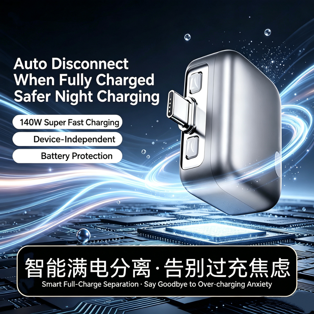 Type-C 140W Bảo vệ pin kết nối vật lý Bảo vệ chống quá tải để sạc qua đêm an toàn Sạc tự động thông minh