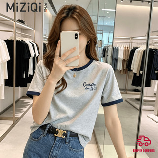 【Khuyến mãi】Áo thun ngắn tay bông chất lượng cao dành cho nữ, thiết kế cổ tròn dáng rộng, phù hợp mùa hè