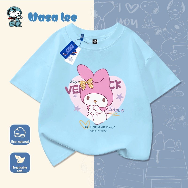Áo Thun Bé Gái Sọc Xanh Dương In Hình My Melody - Hàng Cotton 2026