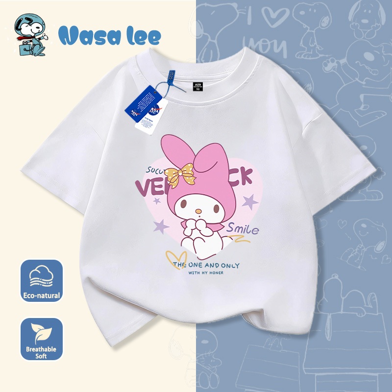 Áo Thun Bé Gái Sọc Xanh Dương In Hình My Melody - Hàng Cotton 2026