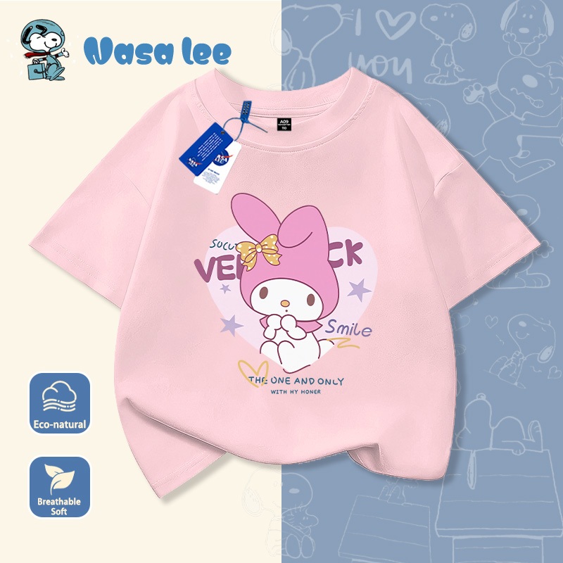 Áo Thun Bé Gái Sọc Xanh Dương In Hình My Melody - Hàng Cotton 2026