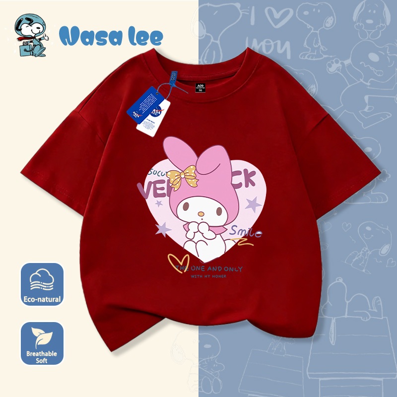 Áo Thun Bé Gái Sọc Xanh Dương In Hình My Melody - Hàng Cotton 2026