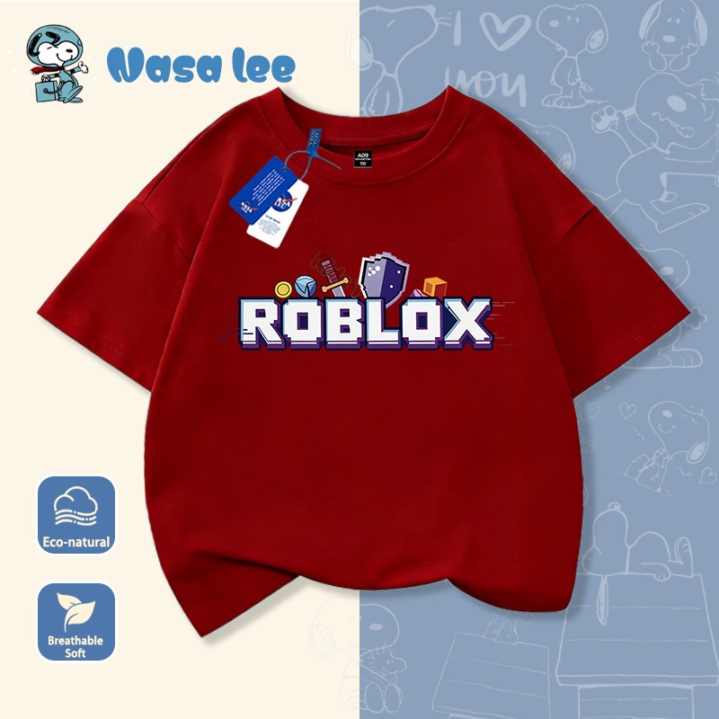 Áo Thun Trẻ Em Cổ Raglan Trắng Đen In Roblox - Hàng Cotton 2026