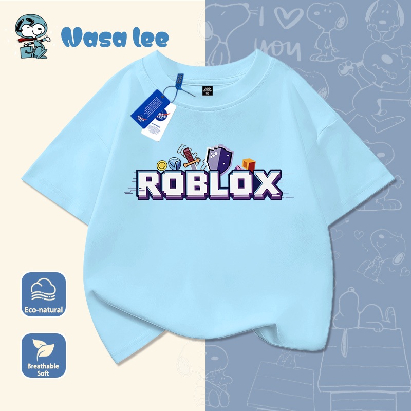 Áo Thun Trẻ Em Cổ Raglan Trắng Đen In Roblox - Hàng Cotton 2026