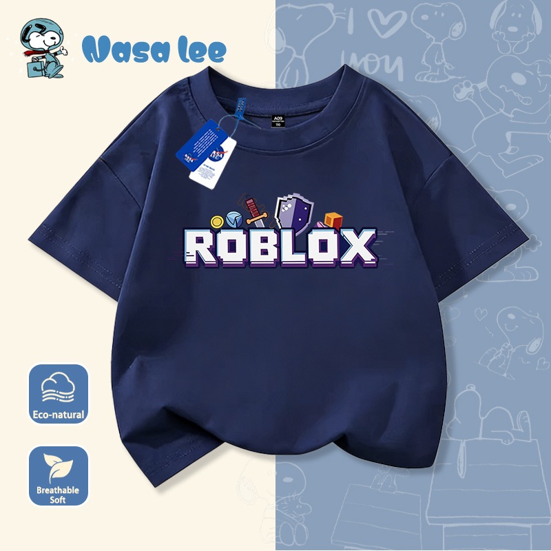 Áo Thun Trẻ Em Cổ Raglan Trắng Đen In Roblox - Hàng Cotton 2026