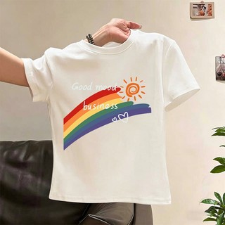 Hàng có sẵn Giao ngay Áo thun NASA in hoa cầu vồng cộc tay mùa hè Cotton trẻ em bé trai bé gái