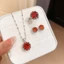 Bộ trang sức 3 món tông màu bạc với thiết kế hình khối & hào quang tròn nhiều màu, Vòng cổ sang trọng tối giản, Bộ bông tai nhẫn & đinh tán dành cho nữ