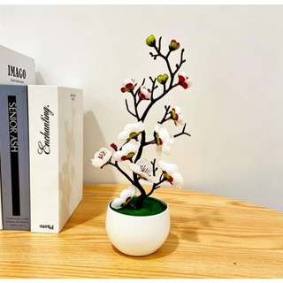 Sắp xếp chậu hoa mận nhân tạo - Cây cảnh hoa giả thực tế, dành cho đám cưới, phòng khách tại nhà, văn phòng & trang trí châu Á