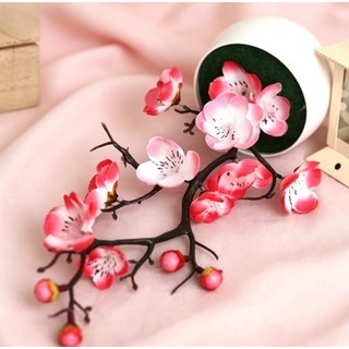 Sắp xếp chậu hoa mận nhân tạo - Cây cảnh hoa giả thực tế, dành cho đám cưới, phòng khách tại nhà, văn phòng & trang trí châu Á